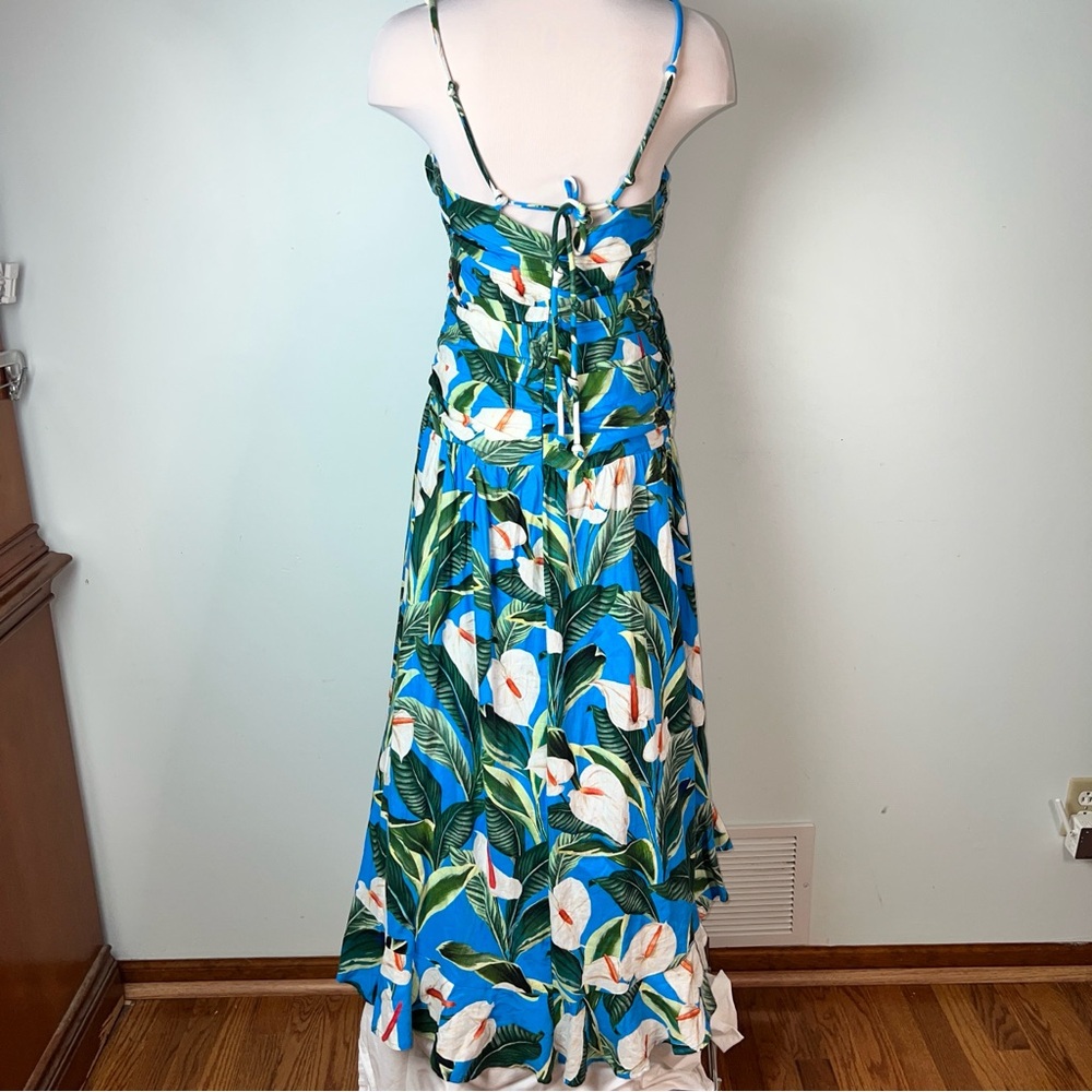 Farm Rio Blue Anthurium Garden Maxi Dress | Size Small - Picture 9 of 14